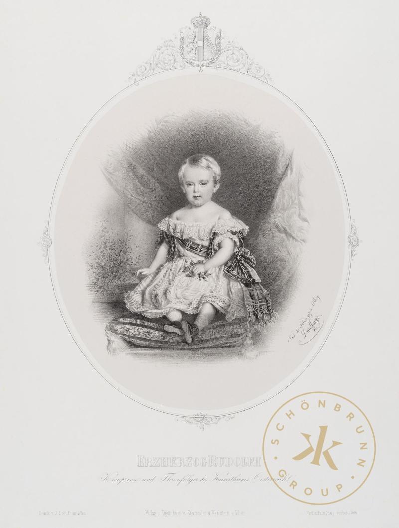 "Erzherzog Rudolph. Kronprinz und Thronfolger des Kaiserthums Österreich". Lithografie von Adol ...