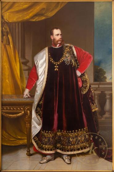 Kaiser Franz Joseph im Ornat des Goldenen Vlieses. 
Ölgemälde von Josef Matthäus Aigner, 1868
 ...