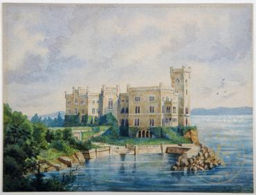 Blick auf das Schloss Miramare. Aquarell von Joseph Selleny, um 1865.
© Schloß Schönbrunn Kult ...