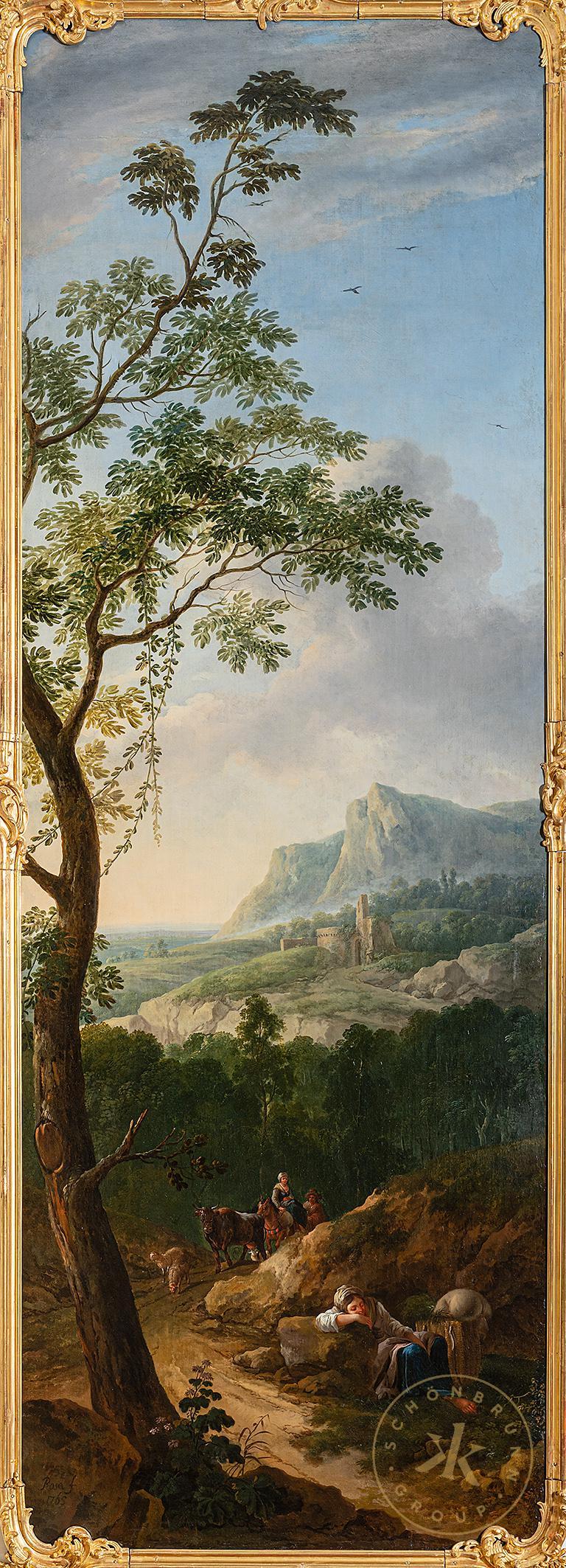 Berglandschaft mit schlafendem Hirten, Gemälde aus dem Zweiten Kleinen Rosa-Zimmer, Joseph Rosa ...