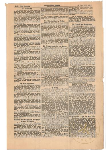 Illustriertes Wiener Extrablatt Nr. 31      
Ausgabe vom 31. Jänner 1889, Seite 3
© Schloß Sc ...