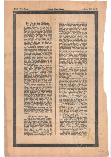 Illustrirtes Wiener Extrablatt Nr. 35       
Ausgabe vom 4. Februar 1889, Seite 2
© Schloß Sc ...
