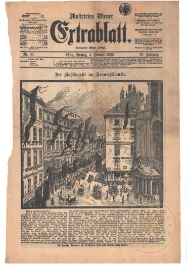 Illustrirtes Wiener Extrablatt Nr. 35       
Ausgabe vom 4. Februar 1889, Titelseite mit Illus ...
