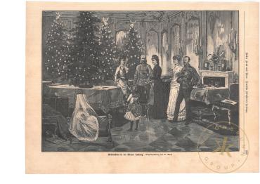 "Weihnachten in der Wiener Hofburg."
Xylografie (Zeitungsillustration) nach einer Zeichnung vo ...