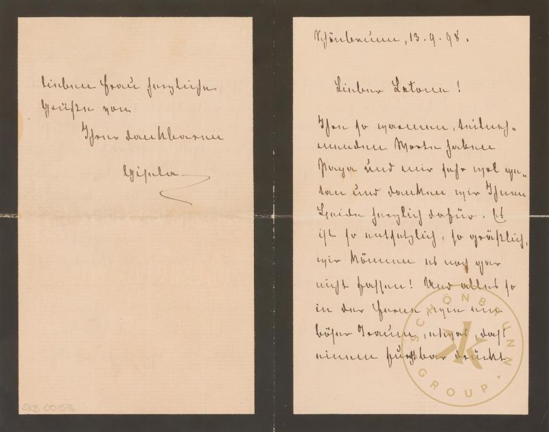 Brief der Erzherzogin Gisela an Joseph Graf Latour von Thurmburg anlässlich der Ermordung ihrer ...