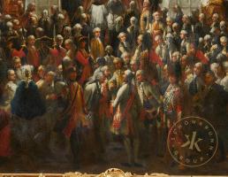 Gruppe von Höflingen und Zuschauern. Detail aus dem Gemälde "Öffentliche Tafel im Großen Redout ...