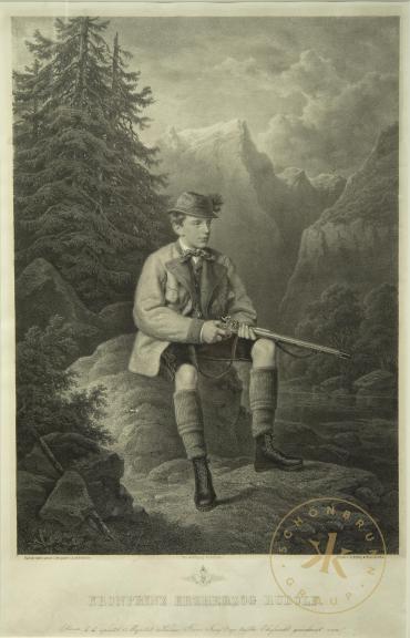Kronprinz Rudolf bei der Jagd in Offensee. Lithographie nach Josef Kriehuber
© Schloß Schönbru ...