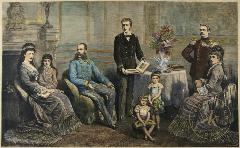 "Die Familie des Kaisers von Österreich". Xylographie nach Vinzenz Katzler, um 1880
© Schloß S ...