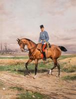 Ganzfiguriges Portrait von Kronprinz Rudolf zu Pferd in Feldmarschalls-Campagne-Uniform
Ölgemä ...